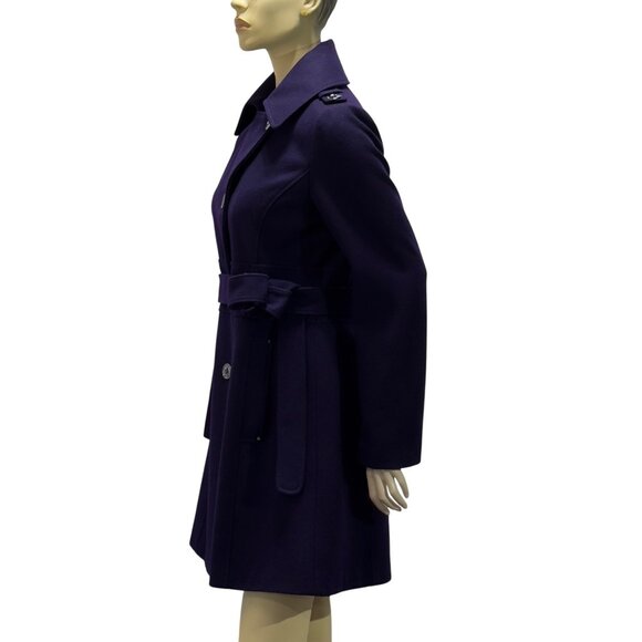 Kenneth Cole Women's Wool Blend Purple Belted OverCoat Size 10 - Picture 6 of 16
